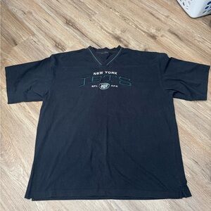 Vintage 2003 Black New York Jets V Neck Short Sleeve Tee